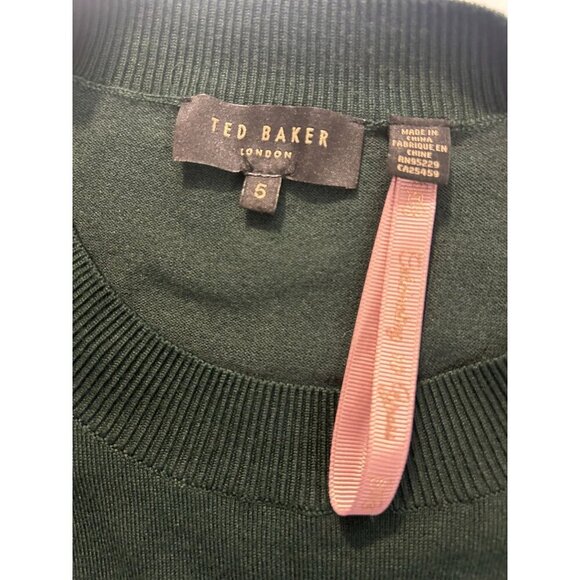Ted Baker London Aniebal Dark Green Fringe Sweater Crew Neck size 5 XL - Picture 5 of 6